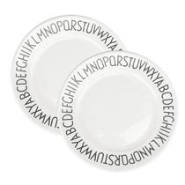 Kit 2 Prato Sobremesa Branco Alfabeto Minimalista 20cm