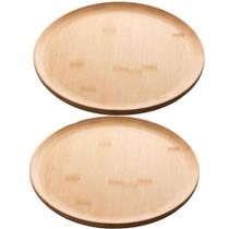 Kit 2 Pratos De Bambu 27cm Lyor Rasos Bandejas Redondas Buffet Servir Mesa Posta