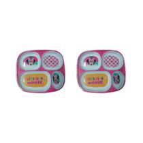 Kit 2 Pratos Divisória Infantil Disney Minnie Melamine 24cm Kit 2 Pratos Divisória Infantil Disney Minnie Melamine 24cm