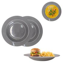Kit 2 Pratos Fundo em Melamina Refeição 23cm Festa Buffet