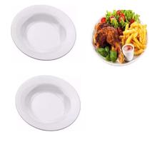 Kit 2 Pratos Fundo Redondo Branco em Melamina 20cm Buffet