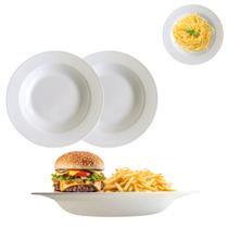Kit 2 Pratos Fundo Redondo Branco em Melamina 25cm Buffet