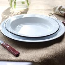 Kit 2 Pratos Fundos Esmaltado Retrô Rústico Branco Kit 2 Pratos Fundos Esmaltado Retrô Rústico Branco