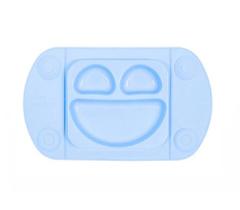 Kit 2 Pratos Infantil Smile Silicone Azul 32X19Cm Mimostyle