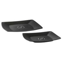 Kit 2 Pratos Plásticos 22,5 e 18,5cm Pretos Quadrados Cozinha Servir Petiscos