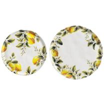 Kit 2 Pratos Raso 27,5cm e Sobremesa 21,5cm Limonata Cerâmica Porto Brasil Cozinha Mesa Posta
