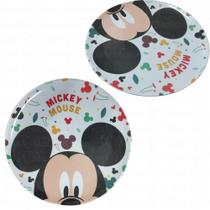 Kit 2 Pratos Raso Infantil Disney Mickey Melamine 20cm