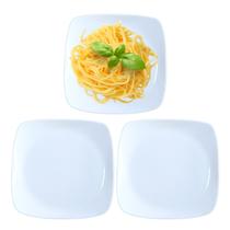 Kit 2 Pratos Raso Quadrado Branco em Melamina Premium 27cm