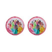 Kit 2 Pratos Rasos Infantil Disney Princesas Melamine 20cm