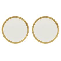 Kit 2 Pratos Rasos Porcelana Branco e Dourado Dubai - Wolff