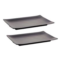 Kit 2 Pratos Retangulares Sushi Oriental Melamina 24,5cm Kit 2 Pratos Retangulares Sushi Oriental Melamina 24,5cm