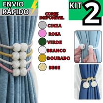Kit 2 Prendedor de Cortina Imã com Corda Pérola Cores Variadas