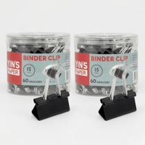 Kit 2 Prendedor Metal Binder Clip Preto Executivo Organização Papéis Documentos Firmes Sem Amassar 15mm a 51mm - Kit 2 Prendedor Metal Binder Clip Preto Executivo Organização Papéis Documentos Firmes Sem Amassar 15mm a 51mm -