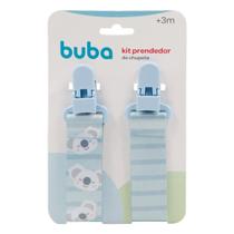 Kit 2 Prendedores de Chupeta Buba Com Clip Trava Coala Azul