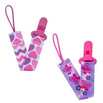 Kit 2 Prendedores de Chupeta Estampado Pietra Baby Menimo Menina Infantil Corrente