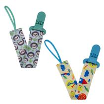 Kit 2 Prendedores de Chupeta Estampado Pietra Baby Menino Infantil Corrente Cordão Bebê Criança