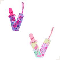 Kit 2 Prendedores de Chupeta Estampado Pietra Baby Trava Jacaré Clipe Bebê Menino Menina Safari Elefante