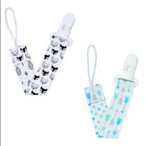 Kit 2 Prendedores de Chupeta Estampado Pietra Baby Trava Jacaré Clipe Bebê Menino Menina Safari Elefante