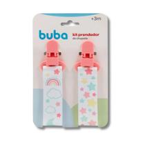 Kit 2 prendedores de chupeta estrelas rosa - buba