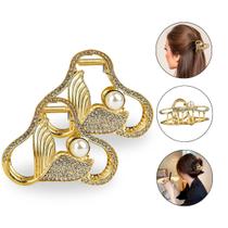 Kit 2 Presilha Calda Sereia Pérola Cabelo Penteado Acessório