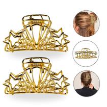 Kit 2 Presilha Prendedor Cabelo Concha Estrela Dourada Metal