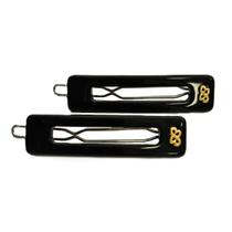 Kit 2 Presilhas Cabelo Bianca Vazada Oblong Preta 16 061 AB