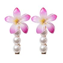 Kit 2 Presilhas de Cabelo Flor com Pérola Bico de Pato Acessório Feminino Elegante