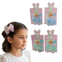 Kit 2 Presilhas de Cabelo Tic Tac Bico de Pato Infantil de Flor