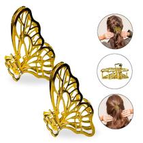 Kit 2 Presilhas de Metal Borboleta Pequena Dourada Cabelos