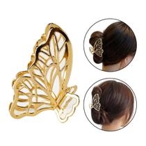 Kit 2 Presilhas Prendedores Cabelo Dourado Borboleta Moda