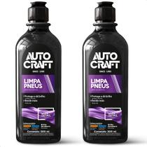 Kit 2 Pretinhos Limpa Pneus Autocraft Brilho Protege Proauto 500ml