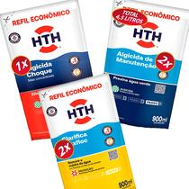 Kit 2 Previne Água Verde Algicida Manutenção 900ml Hth 2 maxfloc 900ml 1 solução agua verde