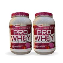 Kit 2 Pro Whey Proteínas Xilitol WPC BCAA 900g Sabor Mousse De Morango Fisionutri