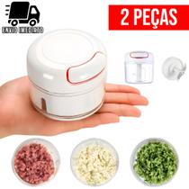 Kit 2 Processador Mini Triturador de Alimentos Manual para Alho Cebola Legumes com Lâminas em Aço Po Kit 2 Processador Mini Triturador de Alimentos Manual para Alho Cebola Legumes com Lâminas em Aço Po