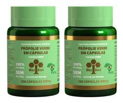 Kit 2 Própolis Verde 80% Wax Green 100 Cápsulas 300mg