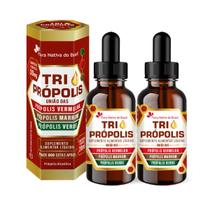 Kit 2 Própolis Vermelha Marrom e Verde Tri Própolis Gotas 20ml Flora Nativa