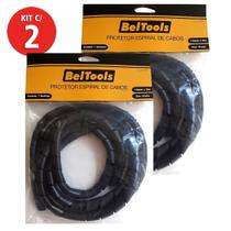 Kit 2 Protetor Cabos Espiral 14mm X 2 Metros Preto Beltools