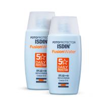 Kit 2 Protetor Facial Isdin Fusion Water Sem Cor 50ml Cada Kit 2 Protetor Facial Isdin Fusion Water Sem Cor 50ml Cada