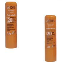 Kit 2 Protetor Labial Calêndula Fps 20 Uvb + Uva - Vedis