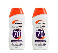 Kit 2 Protetor Solar 70 Fps 120ml Facial E Corporal. Nutriex Kit 2 Protetor Solar 70 Fps 120ml Facial E Corporal. Nutriex