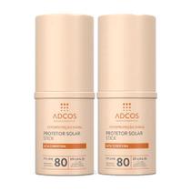 Kit 2 Protetor Solar Adcos Tonalizante Base Stick Peach FPS80 17g