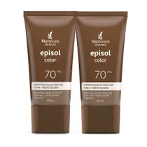 Kit 2 Protetor Solar Episol Color Tom Médio Escuro T4 FPS 70 Loção com Efeito de Base 40ml