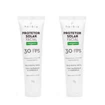 Kit 2 Protetor Solar Facial FPS30 Pele Mista Seca 50g Hérbia Natural e Vegano