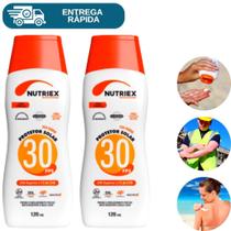 Kit 2 Protetor Solar Fps 30 120ml Nutriex 1/3 UVA UVB Bloqueador Solar Fator 30 Proteção Raios Solar