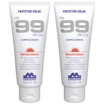 Kit 2 Protetor Solar FPS 99 Profissional 120g Corpo E Rosto Mavaro Raios UVA Kit 2 Protetor Solar FPS 99 Profissional 120g Corpo E Rosto Mavaro Raios UVA