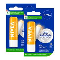 Kit 2 Protetor Solar Labial Nivea Sun Protect Alta Proteção FPS 30 Hidratante 4,8g