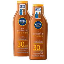 Kit 2 Protetor Solar Nivea Sun Protect & Bronze FPS 30 Loção 200ml Kit 2 Protetor Solar Nivea Sun Protect & Bronze FPS 30 Loção 200ml