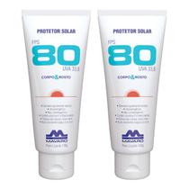 Kit 2 Protetor Solar Profissional 120g Bloqueador Corpo E Rosto FPS 80 Mavaro