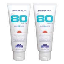 Kit 2 Protetor Solar Profissional 120g Bloqueador Corpo E Rosto FPS 80 Mavaro