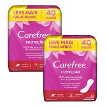Kit 2 Protetores Diário Carefree Proteção sem Perfume 40 Unidades